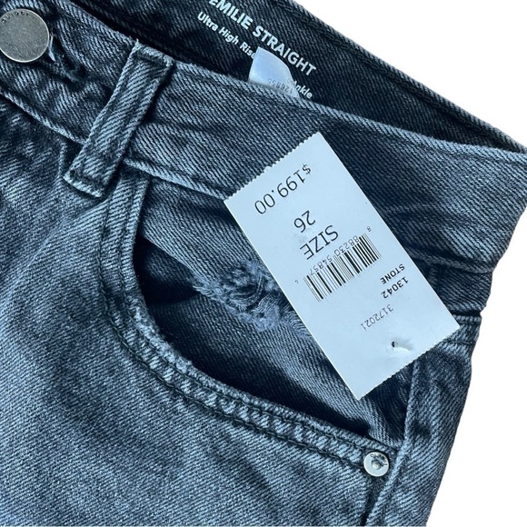 DL1961 Emilie Ultra High Rise Distressed Black 26 - Picture 6 of 8